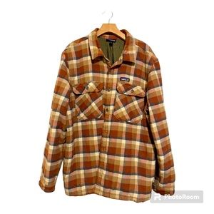 Patagonia Jacket Mens XXL Large Brown Tartan Fjord Insulated Flannel Shacket